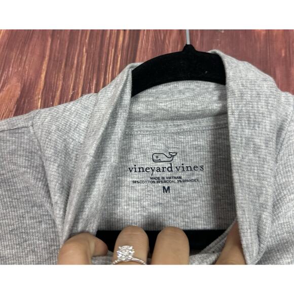 Vineyard Vines Rib Turtleneck Light Grey Heather Size Medium M Modal Cotton - Picture 4 of 6